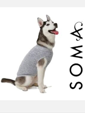 SOMA Gray Ink & White Marshmallow Knit Pet Sweater Sz M NWT